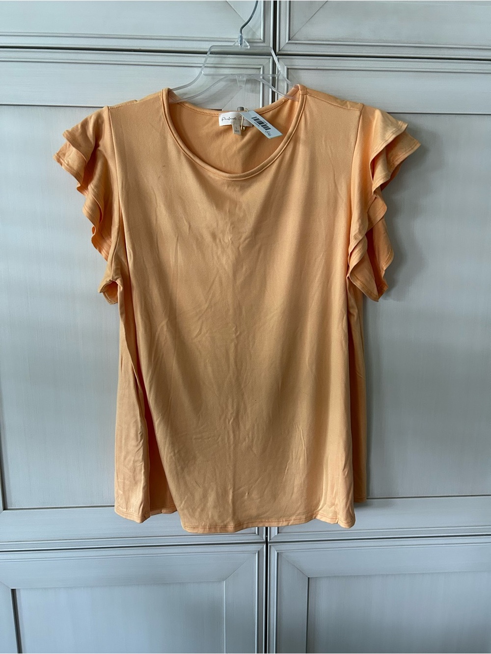 Ruffle Sleeve Tee in Mango
